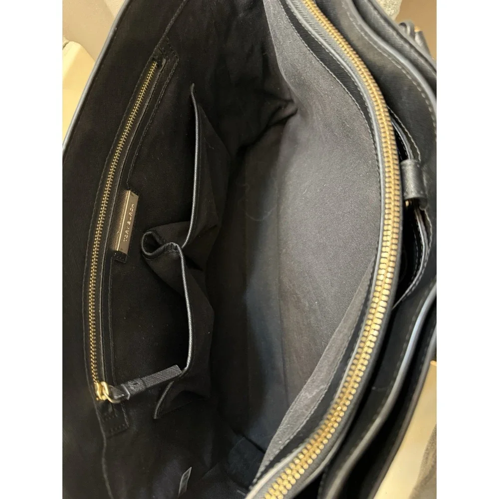 Tory Burch Robinson Black Saffiano Leather Tote Large Travel Business Purse Bag